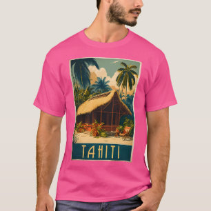 Tahiti Französisch Polynesien Vintage Reisen Kunst T-Shirt