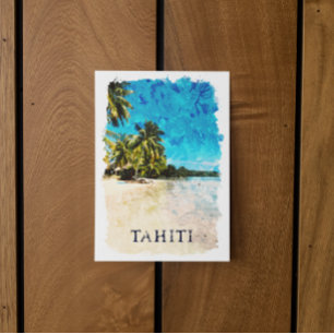 Tahiti French Polynesia Beach Watercolor Postkarte