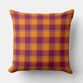Tahiti Gold and Rose Bud Cherry Plaid Burgundy Kissen