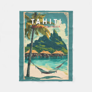 Tahiti-Illustration Reise Kunst Vintage Fleecedecke