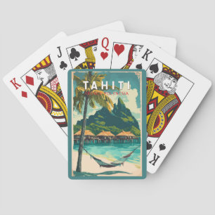 Tahiti-Illustration Reise Kunst Vintage Spielkarten