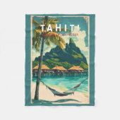 Tahiti Illustration Travel Art Vintag Fleecedecke (Vorderseite)