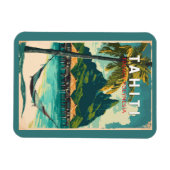 Tahiti Illustration Travel Art Vintag Magnet (Horizontal)