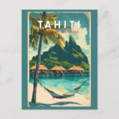 Tahiti Illustration Travel Art Vintag Postkarte (Vorderseite)
