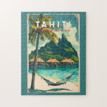 Tahiti Illustration Travel Art Vintag Puzzle<br><div class="desc">Tahiti Retrovektor Reise Design. Tahiti ist die größte Insel in Französisch-Polynesien,  dem Südpazifik-Archipel.</div>