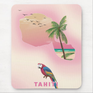 Tahiti illustrierte Reisekarte Poster Mousepad