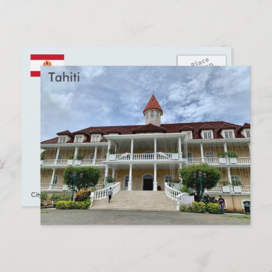 Tahiti, Rathaus, Papeete, Französisch-Polynesien Postkarte (Vorne/Hinten)