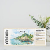 Tahiti-Reise-Boarding-Pass-Ticket Einladung (Stehend Vorderseite)