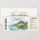 Tahiti-Reise-Boarding-Pass-Ticket Einladung (Vorne/Hinten)