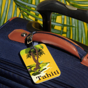 Tahiti Retro-Reiseplakat Leinwanddruck Gepäckanhänger