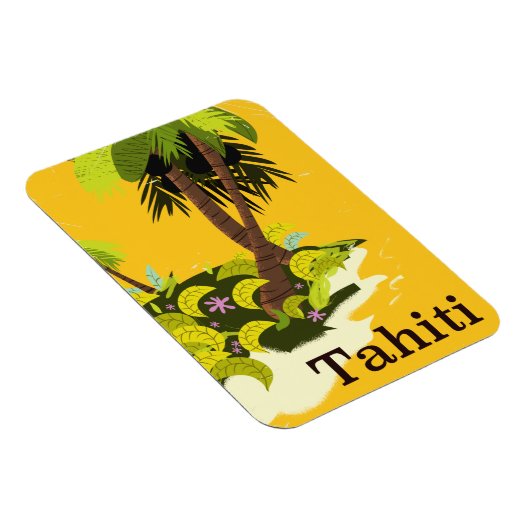 Tahiti Retro Reiseplakat Magnet (Rechte Seite)