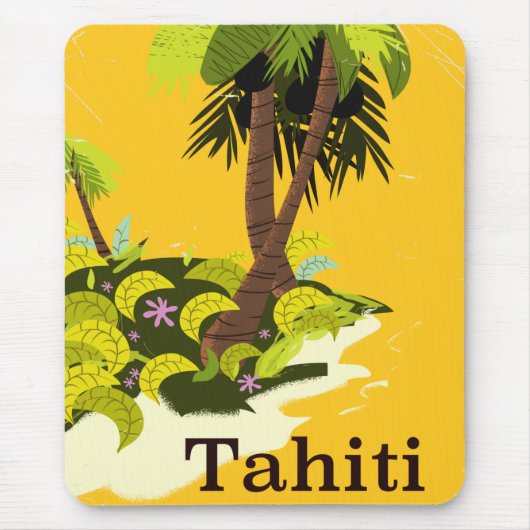 Tahiti Retro Reiseplakat Mousepad (Vorne)