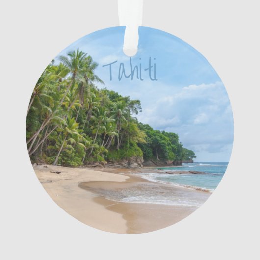 Tahiti Sand Beach Blue Sky Palm Tree Ornament (Rückseite)