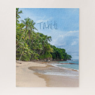 Tahiti Sand Beach Blue Sky Palm Tree Puzzle