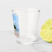 Tahiti Sand Beach Blue Sky Palm Tree Schnapsglas (Rechts)
