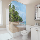 Tahiti Sand Beach Blue Sky Palm Trees Duschvorhang (Beispiel)