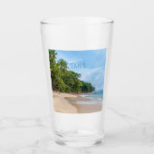 Tahiti Sand Beach Blue Sky Palm Trees Glas (Vorderseite)