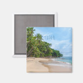 Tahiti Sand Beach Blue Sky Palm Trees Magnet (Vorderseite/Rückseite)