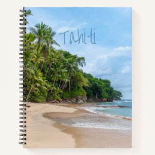 Tahiti Sand Beach Blue Sky Palm Trees Notizblock