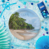 Tahiti Sand Beach Blue Sky Palm Trees Pappteller (Party)
