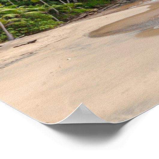 Tahiti Sand Beach Blue Sky Palm Trees Poster (Ecke)