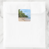 Tahiti Sand Beach Blue Sky Palm Trees Quadratischer Aufkleber (Tasche)