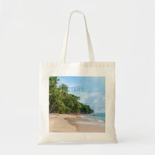 Tahiti Sand Beach Blue Sky Palm Trees Tragetasche