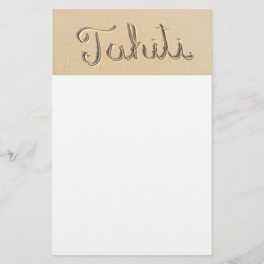 Tahiti-Schild auf dem Strand Sand Flyer (Hinten)