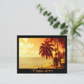 Tahiti Sonnenuntergang Postkarte schwarzer Text Po (Stehend Vorderseite)