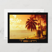 Tahiti Sonnenuntergang Postkarte schwarzer Text Po (Vorne/Hinten)