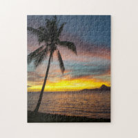 Tahiti Sunset Tropical Palm Tree Travel Foto
