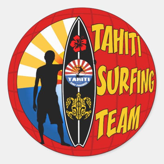 Tahiti Surfsticker Runder Aufkleber (Vorderseite)