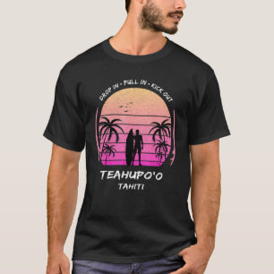 Tahiti Teahupoo in Pull fallen beim Kick Out Surfe T-Shirt