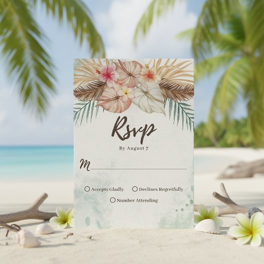 Tahiti | Tropische Hochzeit in Urlaubsort RSVP Karte