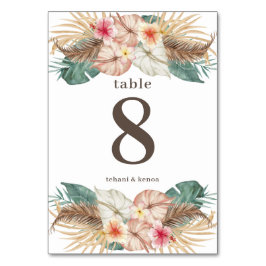 Tahiti | Tropischer Hibiskus Palme Floral Tischnummer