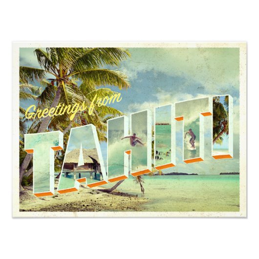 Tahiti Vintag Foto Postkarte (Vorne)
