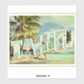 Tahiti Vintag Foto Postkarte Aufkleber (Blatt)