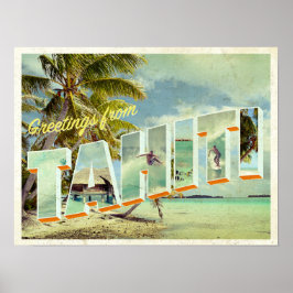 Tahiti Vintag Foto Postkarte Poster