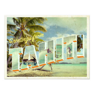 Tahiti Vintage-Foto-Postkarte Fotodruck