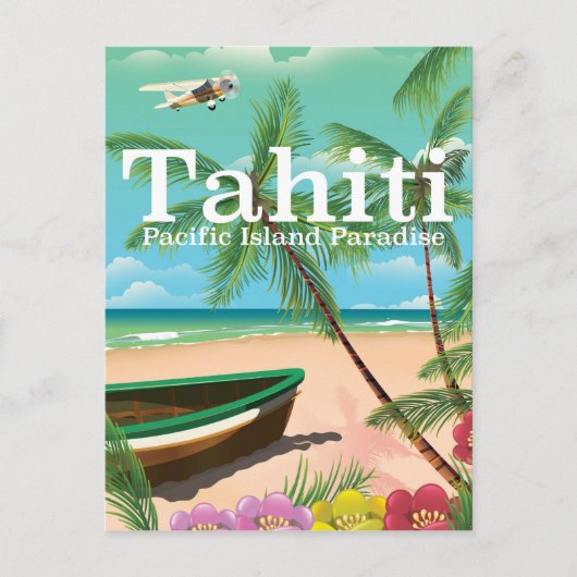 Tahiti Vintage Reiseplakat Postkarte (Vorderseite)