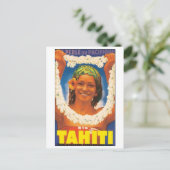 Tahiti Vintage Travel Poster Postkarte (Stehend Vorderseite)