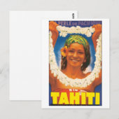 Tahiti Vintage Travel Poster Postkarte (Vorne/Hinten)