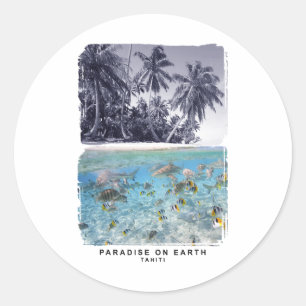 Tahiti wunderschöne Strände und Meer Runder Aufkleber