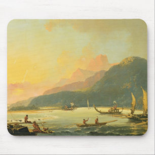 Tahitian Kriegs-Galeeren in Matavai Bucht, Tahiti, Mousepad