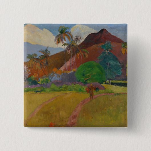 Tahitian Landschaft, 1891 (Öl auf Leinwand) Button (Vorderseite)