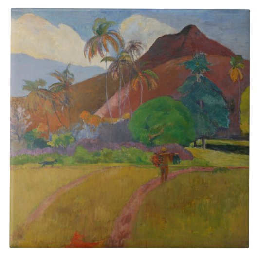 Tahitian Landschaft, 1891 (Öl auf Leinwand) Fliese (Vorderseite)