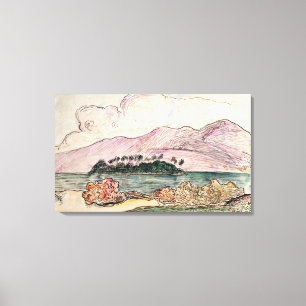Tahitian Landschaft (w/c auf Papier) Leinwanddruck