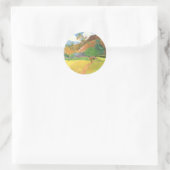 Tahitianische Landschaft, Berge Tahiti, Paul Gaugu Runder Aufkleber (Tasche)