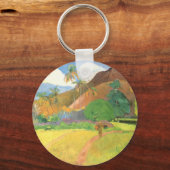 Tahitianische Landschaft, Berge Tahiti, Paul Gaugu Schlüsselanhänger (Vorderseite)
