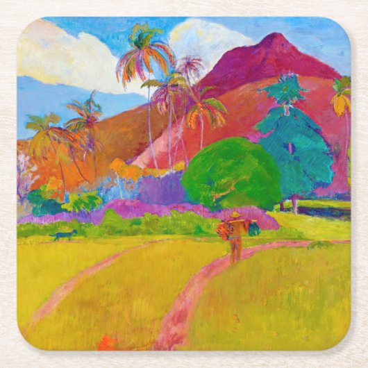 Tahitianische Landschaft, Gauguin Rechteckiger Pappuntersetzer (Vorderseite)